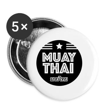Muay Thai - Buttons klein 25 mm (5er Pack) - Weiß - Vorne