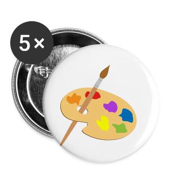 Paint palette and brush - Buttons small 1''/25 mm (5-pack) - white - Front