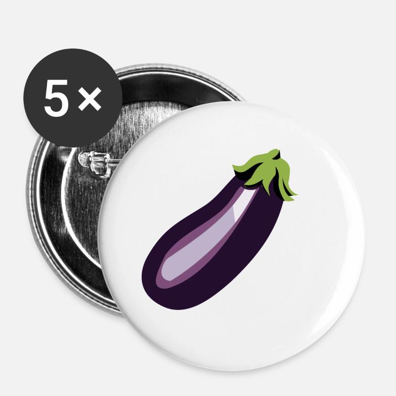 eggplant - Buttons small 1''/25 mm (5-pack) - white