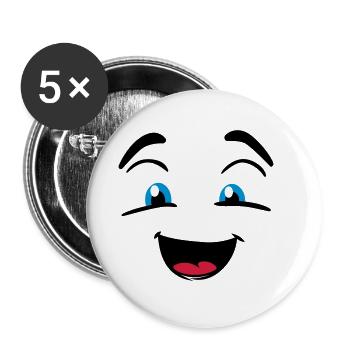 Smiling face - Buttons small 1''/25 mm (5-pack) - white - Front