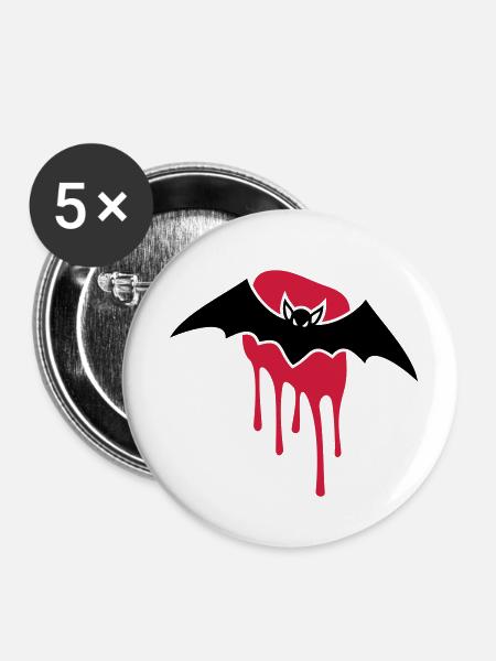 Fledermaus Blutfleck - Buttons klein 25 mm (5er Pack) - Weiß