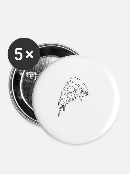 Pizza Stück - Buttons klein 25 mm (5er Pack) - Weiß