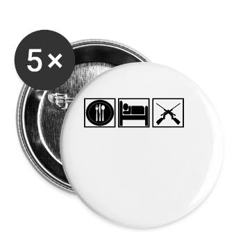 manger sommeil hobby chasse chasseur - Lot de 5 petits badges (25 mm) - blanc - Devant