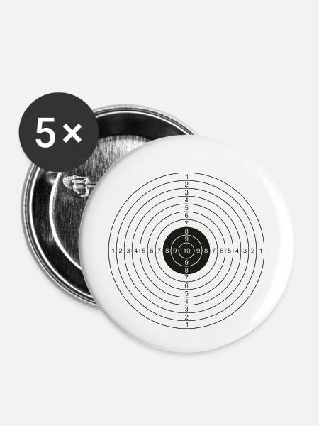 Zielscheibe - Buttons klein 25 mm (5er Pack) - Weiß