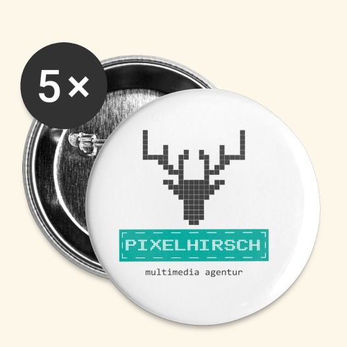 PIXELHIRSCH - Logo - Buttons klein 25 mm (5er Pack)