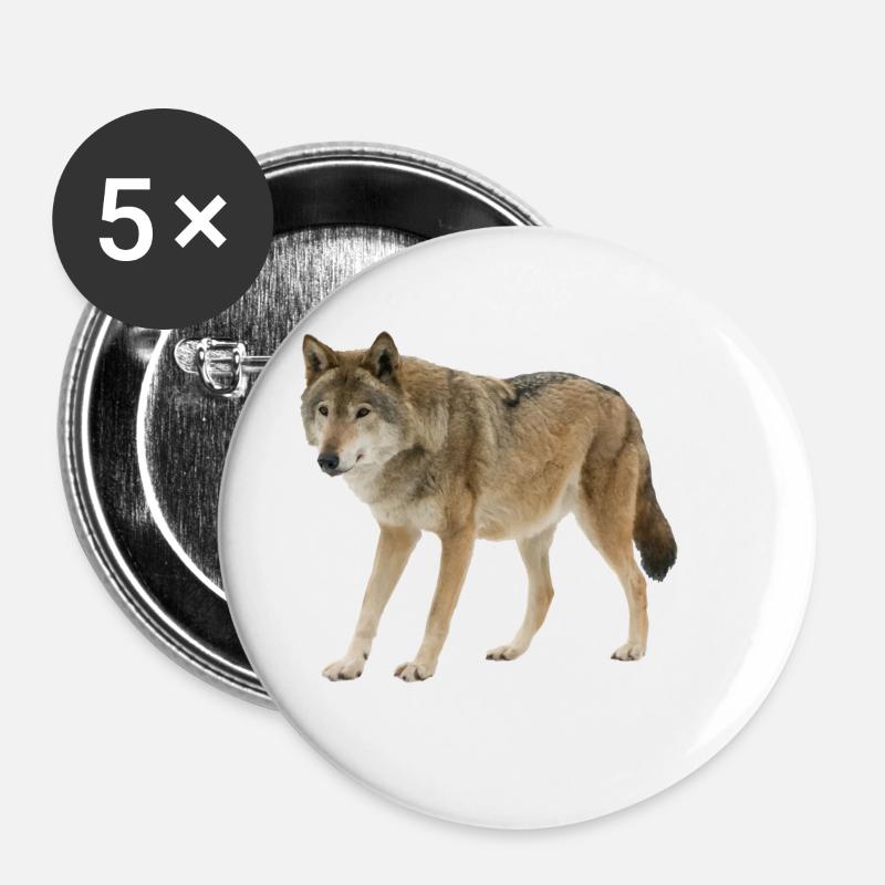 Wolf - Buttons small 1''/25 mm (5-pack) - white