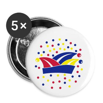 Carnival carnival fool cap 1, 2 or 3 colors - Buttons small 1''/25 mm (5-pack) - white - Front