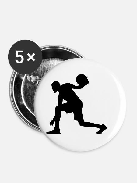 Basketball / Basketballer - Buttons klein 25 mm (5er Pack) - Weiß