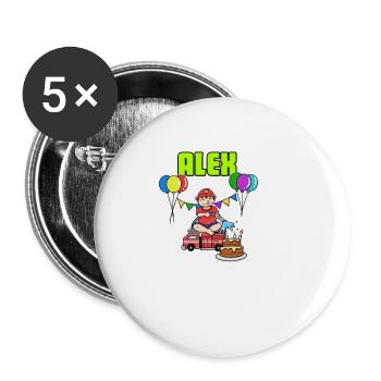 Feuerwehr Alex Geschenk - Buttons klein 25 mm (5er Pack) - Weiß - Vorne