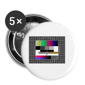 Testbild - Retro - Buttons klein 25 mm (5er Pack) - Weiß - Vorne