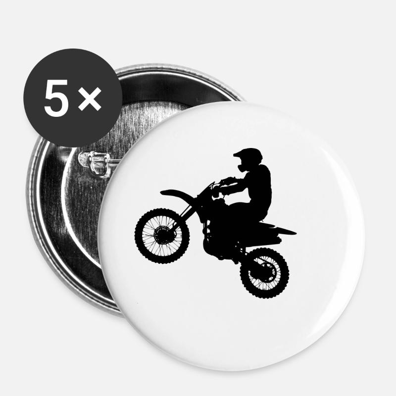 Motorcross - Buttons klein 25 mm (5er Pack) - Weiß