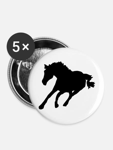 pferd - Buttons klein 25 mm (5er Pack) - Weiß