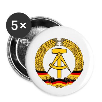 DDR Wappen - Buttons klein 25 mm (5er Pack) - Weiß - Vorne