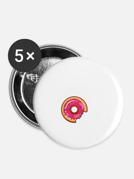 ESSEN MEHR LOLE LEBENSMITTEL - Buttons klein 25 mm (5er Pack) - Weiß