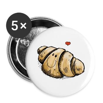 J'aime Croissants - Lot de 5 petits badges (25 mm) - blanc - Devant