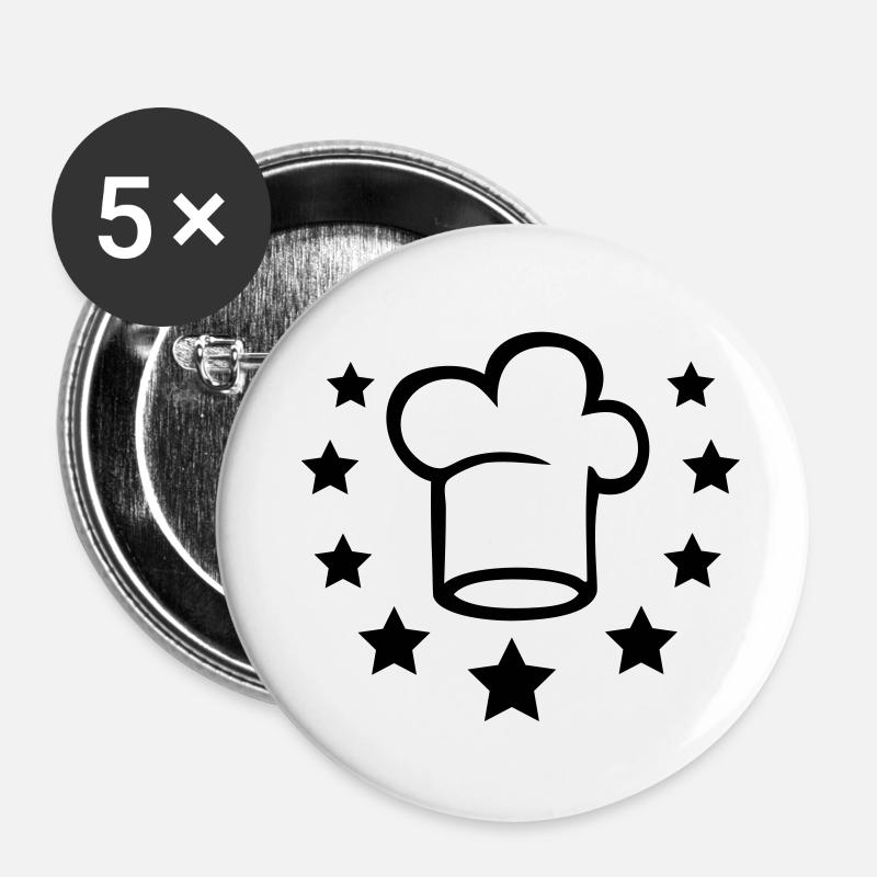 Cappello da cuoco - Confezione da 5 spille piccole (25 mm) - bianco