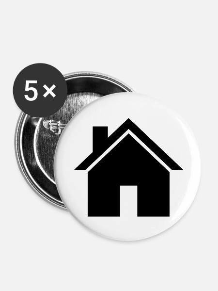 Haus - Buttons klein 25 mm (5er Pack) - Weiß