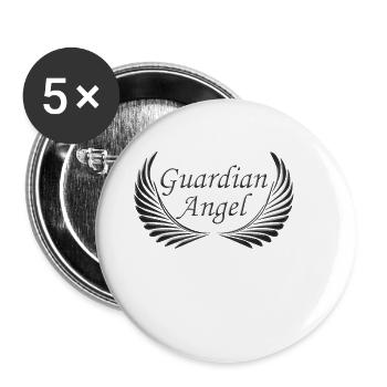 Guardian angel wings black - Buttons small 1''/25 mm (5-pack) - white - Front