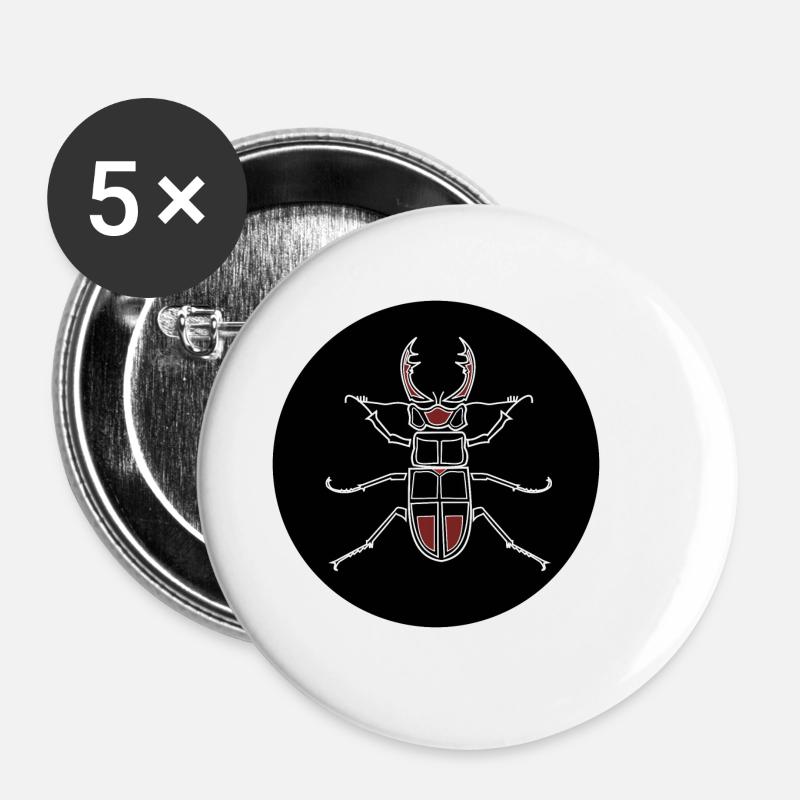 Hirschkäfer - Natur - Buttons klein 25 mm (5er Pack) - Weiß