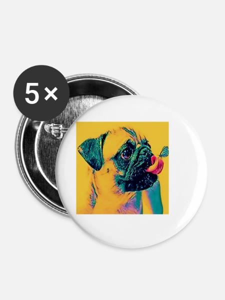 Pop-Art - Buttons klein 25 mm (5er Pack) - Weiß