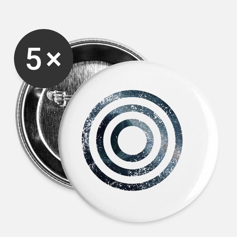 SPACE CIRCLES KREISE GRUNGE - Buttons klein 25 mm (5er Pack) - Weiß