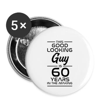Idée cadeau cadeau 60e anniversaire 60 ans - Lot de 5 petits badges (25 mm) - blanc - Devant