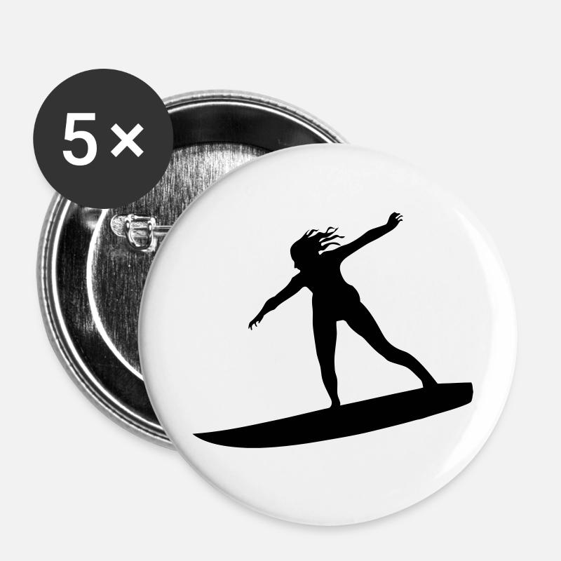 Surfing female de - Buttons klein 25 mm (5er Pack) - Weiß