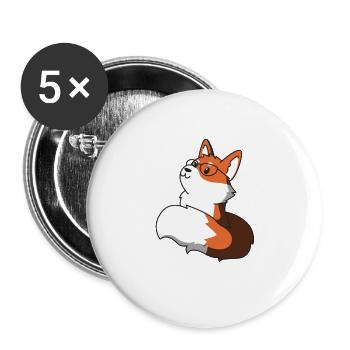 Fox nerd cadeau lunettes animal rusé astucieux - Lot de 5 petits badges (25 mm) - blanc - Devant