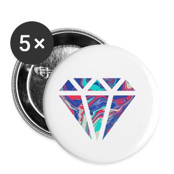 Schlichtes buntes Diamanten Design/Symbol - Buttons klein 25 mm (5er Pack) - Weiß - Vorne