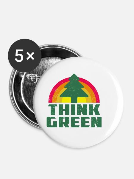 Cool Think Green T-shirt - Buttons klein 25 mm (5er Pack) - Weiß
