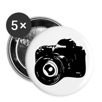 Appareil photo - Lot de 5 petits badges (25 mm) - blanc - Devant