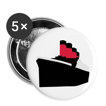 Liner vecteur océan - Lot de 5 petits badges (25 mm) - blanc - Devant