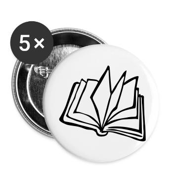 Livre - Lot de 5 petits badges (25 mm) - blanc - Devant
