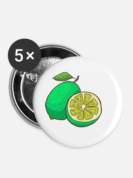 Limetten Limonen - Buttons klein 25 mm (5er Pack) - Weiß
