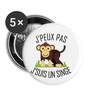 J'peux pas j'suis un Singe - Lot de 5 petits badges (25 mm) - blanc - Devant