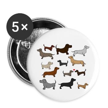 super mignon teckel , idée cadeau , poster - Lot de 5 petits badges (25 mm) - blanc - Devant