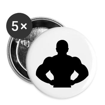 Muscle Man - Buttons klein 25 mm (5er Pack) - Weiß - Vorne