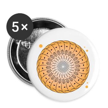 Drehende Muster Kreis - Buttons klein 25 mm (5er Pack) - Weiß - Vorne