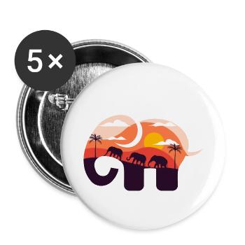 Elephant savannah sunset - Buttons small 1''/25 mm (5-pack) - white - Front