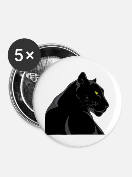 Schwarzer Panther - Buttons klein 25 mm (5er Pack) - Weiß