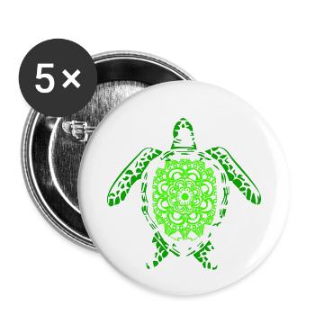 Grüne gemusterte Meeresschildkröte Schildkröte - Buttons klein 25 mm (5er Pack) - Weiß - Vorne