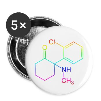 Ketamine structural formula - Buttons small 1''/25 mm (5-pack) - white - Front