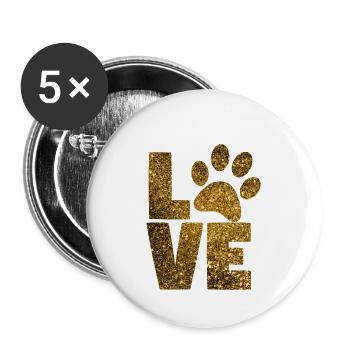 dogs love - Buttons small 1''/25 mm (5-pack) - white - Front