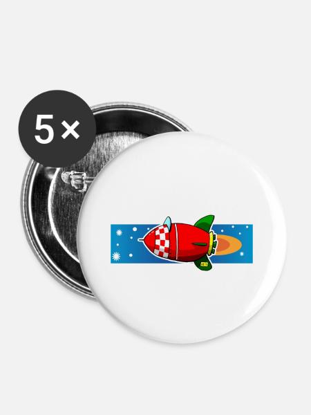 Raketenkopie - Buttons klein 25 mm (5er Pack) - Weiß