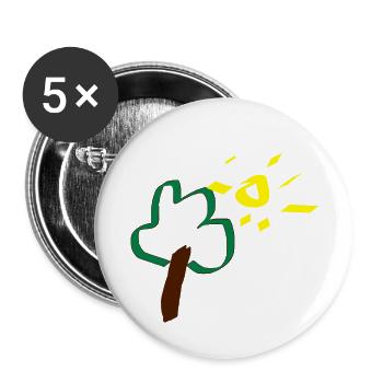 arbre soleil dessin cadeau bébé - Lot de 5 petits badges (25 mm) - blanc - Devant