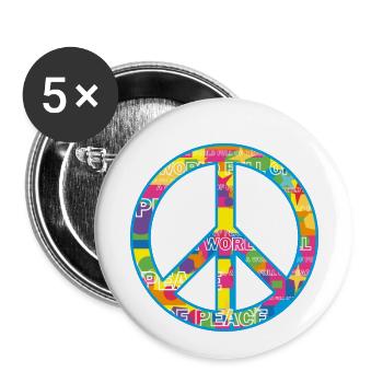 Peace / peace symbol - Buttons small 1''/25 mm (5-pack) - white - Front