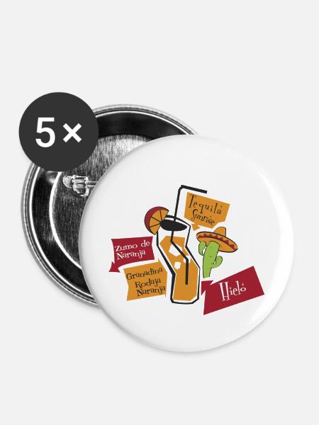 Tequila - Buttons klein 25 mm (5er Pack) - Weiß