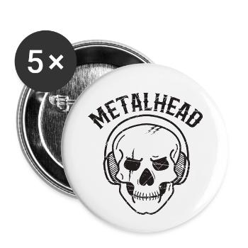 Metal tête de mort heavy cadeau musique Rock Festival - Lot de 5 petits badges (25 mm) - blanc - Devant