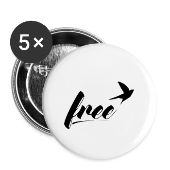 Free freedom bird chains fly free single - Buttons small 1''/25 mm (5-pack) - white - Front