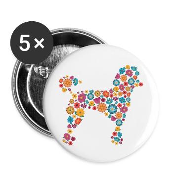 Hund Pudel Geschenk Blumen Tierliebhaber - Buttons klein 25 mm (5er Pack) - Weiß - Vorne